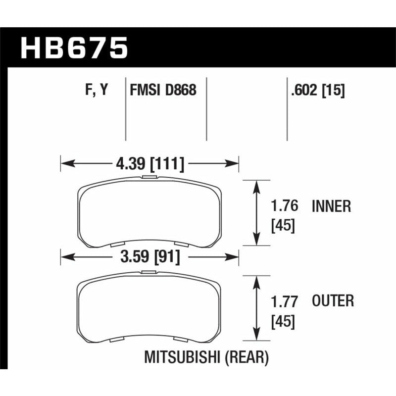 Hawk 09+ Mitsubishi Lancer Ralliart / 08+ Lancer GTS HPS Street Rear Brake Pads